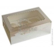 Коробка Серебро на  6 кексов, капкейков, маффинов с прозрачным окном 255x90x180