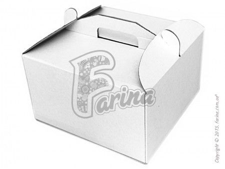 Коробка с ручками для торта 250х250х150 мм, белая< фото цена