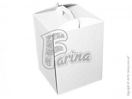 Коробка для торта с ручками 300х300х400 мм, белая< фото цена