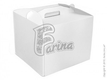 Квадратная коробка для торта 300х300х250 мм, белая< фото цена