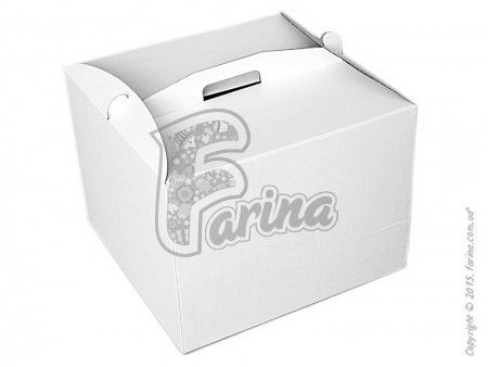 Коробка для торта с ручками 310х410х180 мм, белая< фото цена