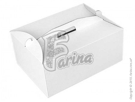 Коробка с ручками для торта 400х400х300 мм, белая< фото цена
