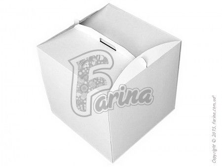 Коробка с ручками для торта 450х450х450 мм, белая< фото цена