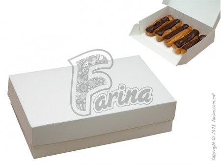 Универсальная коробка для еклеров, зефира, печенья и прочих десертов 230x150x60 мм, мелованный картон< фото цена