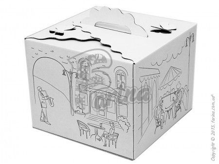 Коробка для торта 250х250х200 мм с принтом и бабочками< фото цена