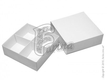 Коробка для кондитерских десертов с ложементом Белая 160x160x55 мм< фото цена