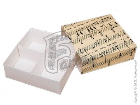 Коробка для кондитерских десертов с ложементом "Музыка" 160x160x55 мм, декоративная< фото цена
