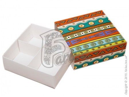 Коробка для кондитерских десертов с ложементом "Орнамент" 160x160x55 мм, декоративная< фото цена