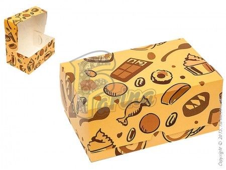 Подарочкая коробка контейнер "Сладости" для десертов, пирожных, тортов 180x120x80 мм< фото цена