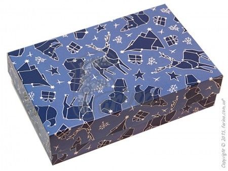 Коробка для еклеров, зефира, печенья и др. кондитерских изделий Зимняя синяя 230x150x60мм< фото цена