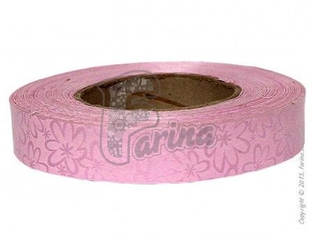 Упаковочная декоративная лента 2x100 розовая с рисунком< фото цена