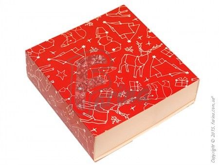 Универсальная коробка типа пенал с ложементом Зимняя красная 160x160x55 мм< фото цена