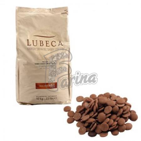 Шоколад молочный кувертюр Lubeca IVORY COAST 35% в виде калет 1 кг< фото цена
