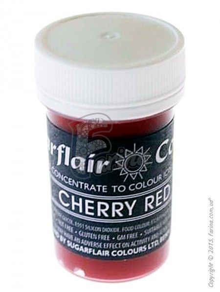 Краситель пастообразный пищевой SugarFlair Cherry Red вишнево-красный 25г.< фото цена