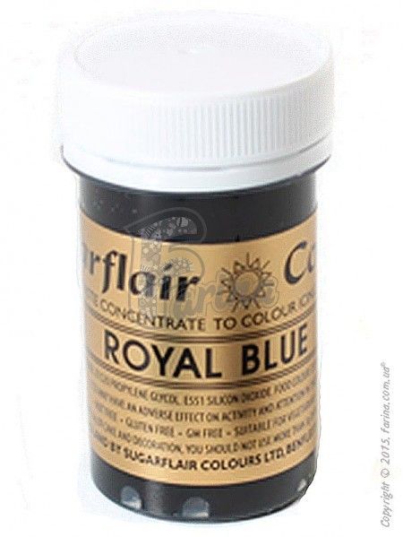 Краситель пастообразный пищевой SugarFlair extra Royal Blue королевский синий 25г.< фото цена