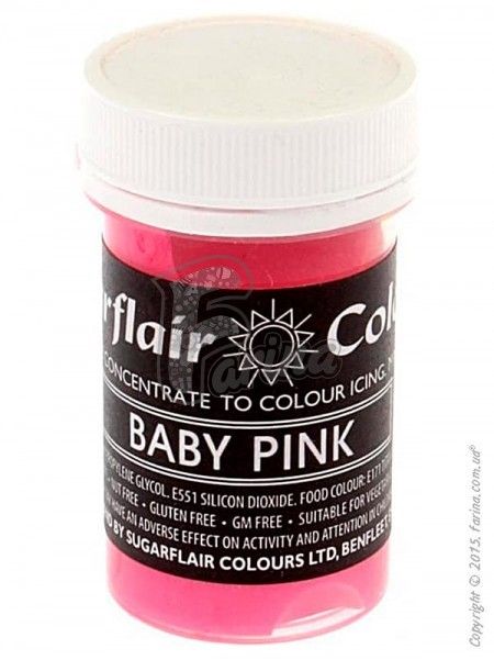 Краситель пастообразный пищевой SugarFlair Baby Pink нежно-розовый 25г.< фото цена