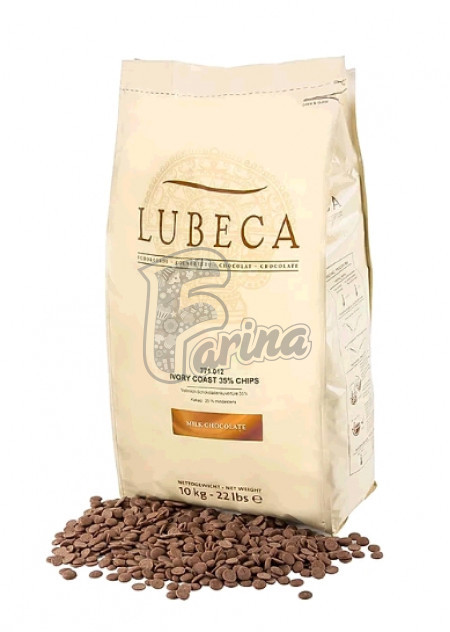 Шоколад молочный кувертюр Lubeca IVORY COAST 35% в виде калет 10 кг< фото цена